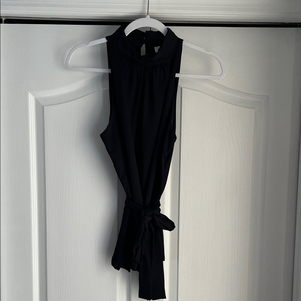 Prologue Black Halter Top with Tie Detail
